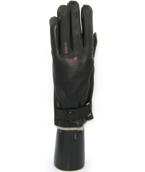 Sermoneta Gloves Guanto in Nappa foderato cashmere con cinturino Nero Smaltimento dello stoccaggio