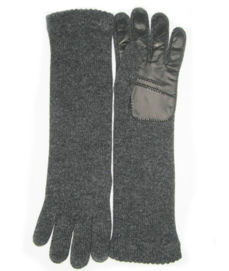Sermoneta Gloves Guanto in 100% cashmere 4bt con palmo in Nappa Grigio scuro/Nero Ritorno libero