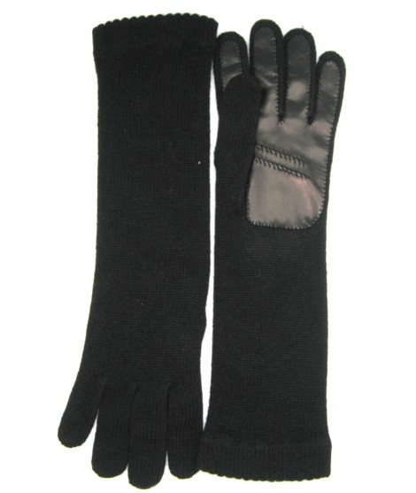 Sermoneta Gloves Guanto in 100% cashmere 4bt con palmo in Nappa Nero/Nero ACQUISTA ORA