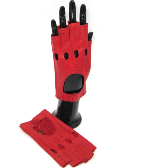 Sermoneta Gloves Guanto Guida in Nappa sfoderato 1/2 dita Rosso Latest stili