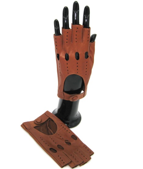 Sermoneta Gloves Guanto Guida in Nappa sfoderato 1/2 dita Tan Ultimi due giorni
