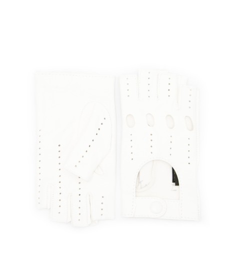Sermoneta Gloves Guanto Guida in Nappa sfoderato 1/2 dita Bianco Ultimo giorno