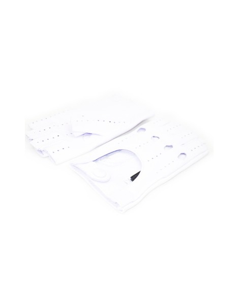Sermoneta Gloves Guanto Guida in Nappa sfoderato 1/2 dita Bianco Ultimo giorno