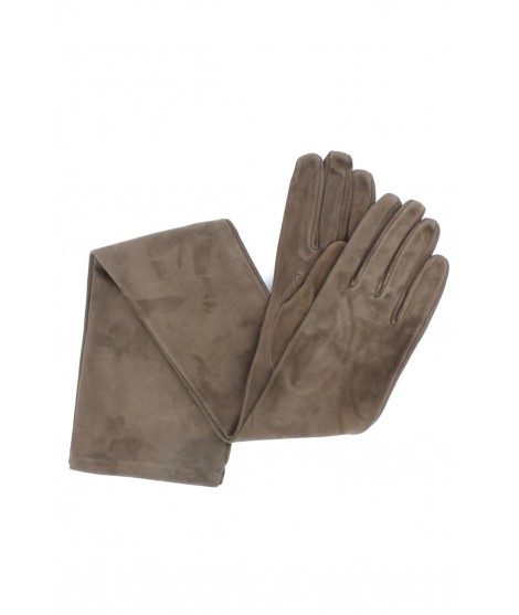 Sermoneta Gloves Guanto in Nappa scamosciata foderato in seta Fango Super sconto