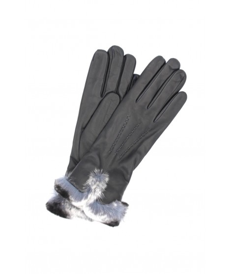 Sermoneta Gloves Guanto Nappa fodera cashmere bordo Rex Grigio scuro Enormi sconti