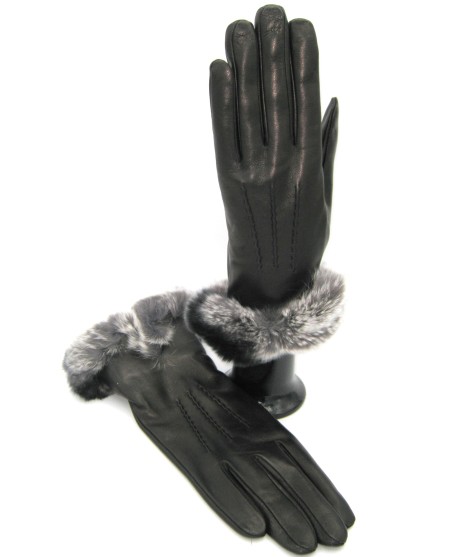 Sermoneta Gloves Guanto Nappa fodera cashmere bordo Rex Nero 50% di sconto con spedizione gratuita