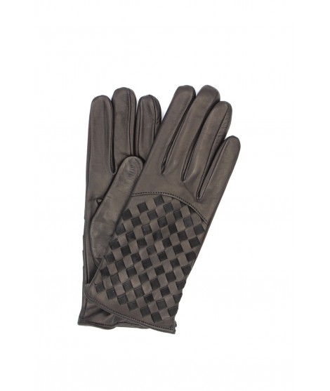 Sermoneta Gloves Guanto nappa foderato cashmere con intreccio Nero Spedizione Gratuita