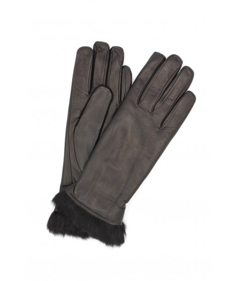 Sermoneta Gloves Guanto Nappa foderato lapin in tinta Nero Economico