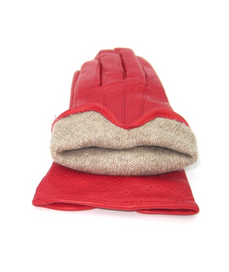 Sermoneta Gloves Guanti in Nappa foderato cashmere Rosso In Vendita