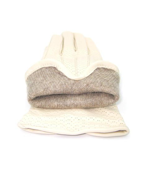 Sermoneta Gloves Guanti in Nappa foderato cashmere Panna Saldi