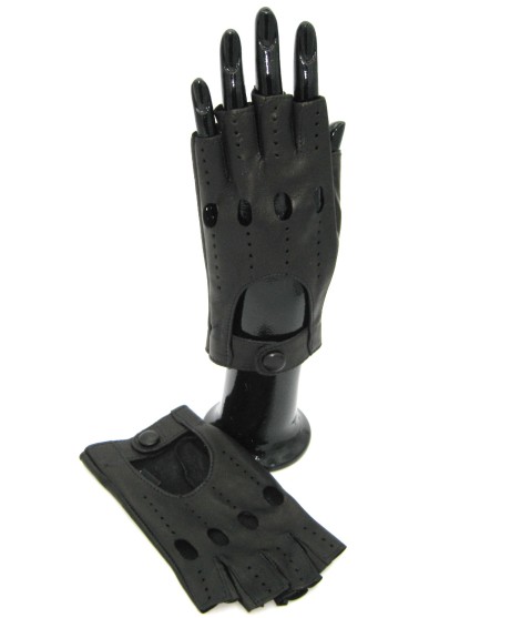 Sermoneta Gloves Guanto Guida in Nappa sfoderato 1/2 dita Nero Comprare a buon mercato