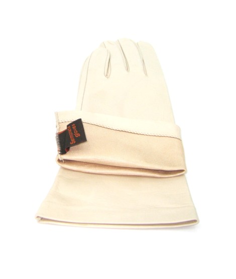 Sermoneta Gloves Guanto Nappa 4bt foderato seta Panna Grande vendita