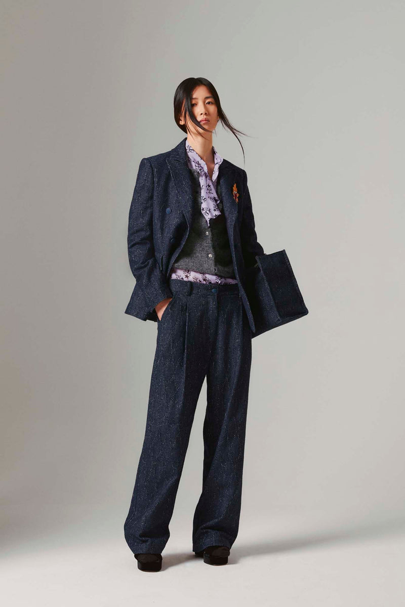 Shirtaporter Blazer Doppiopetto in Denim Jacquard Italia