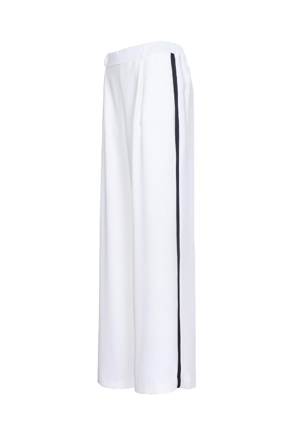 Soallure PANTALONE BOY CON BANDA LATERALE IN RASO SATIN Vendite Flash