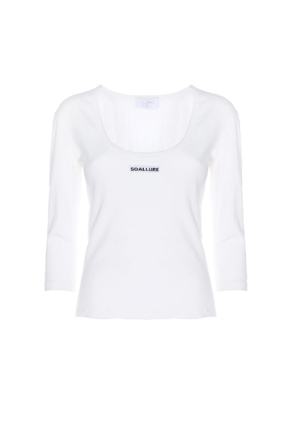 Soallure T-SHIRT BASIC MANICHE LUNGHE A COSTINE IN JERSEY Nuova