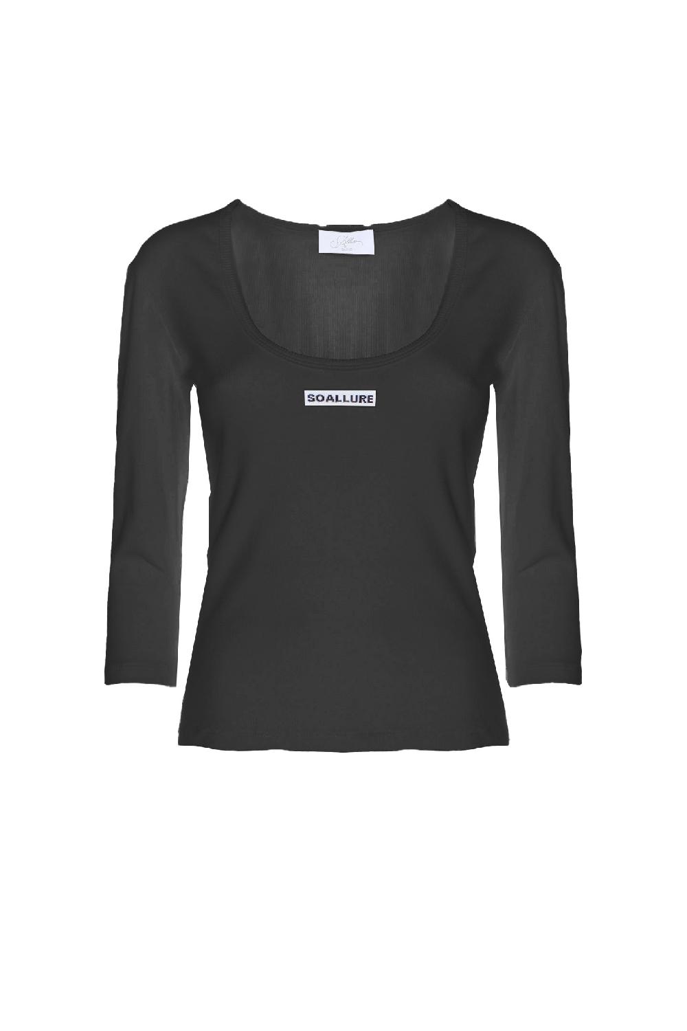 Soallure T-SHIRT BASIC MANICHE LUNGHE A COSTINE IN JERSEY Nuova