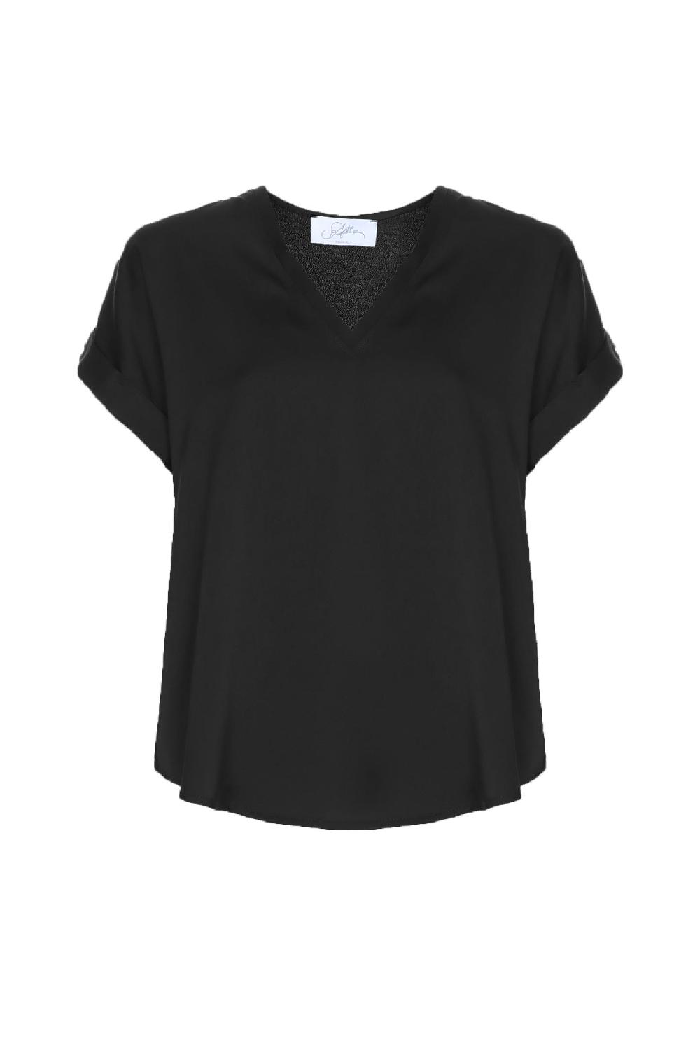 Soallure BLUSA SCOLLO A V MANICA CORTA IN RASO Italia