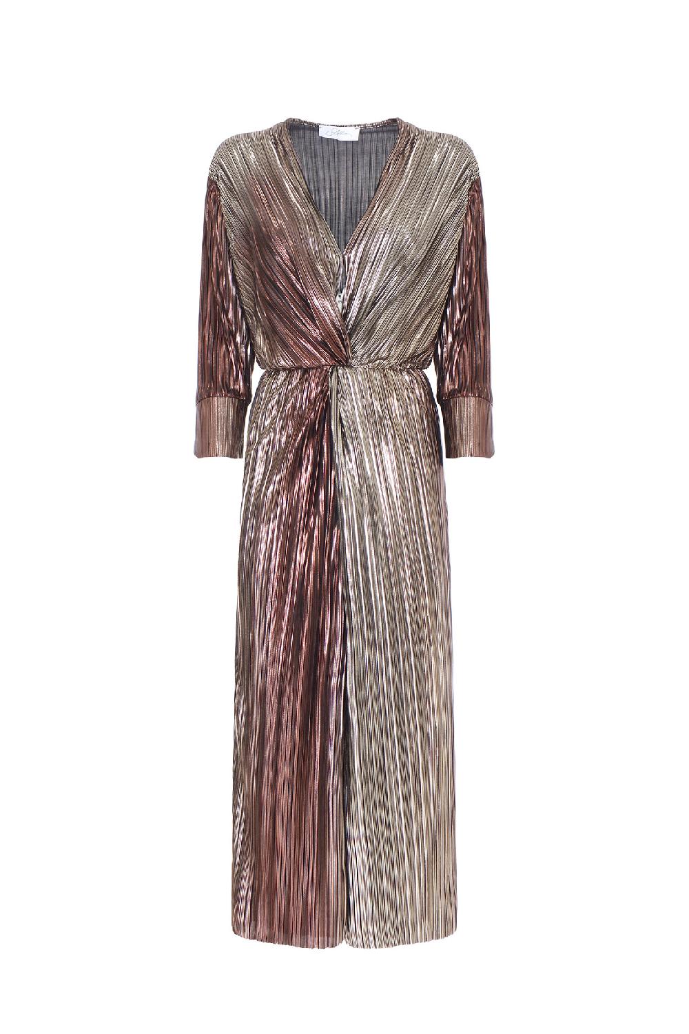 Soallure ABITO MIDI CON SCOLLO A V E SPACCO MULTICOLOR Spedizione Gratuita