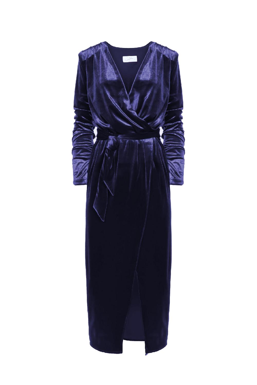 Soallure ABITO MIDI CON SCOLLO A INCROCIO IN VELLUTO Soddisfazione Garantita