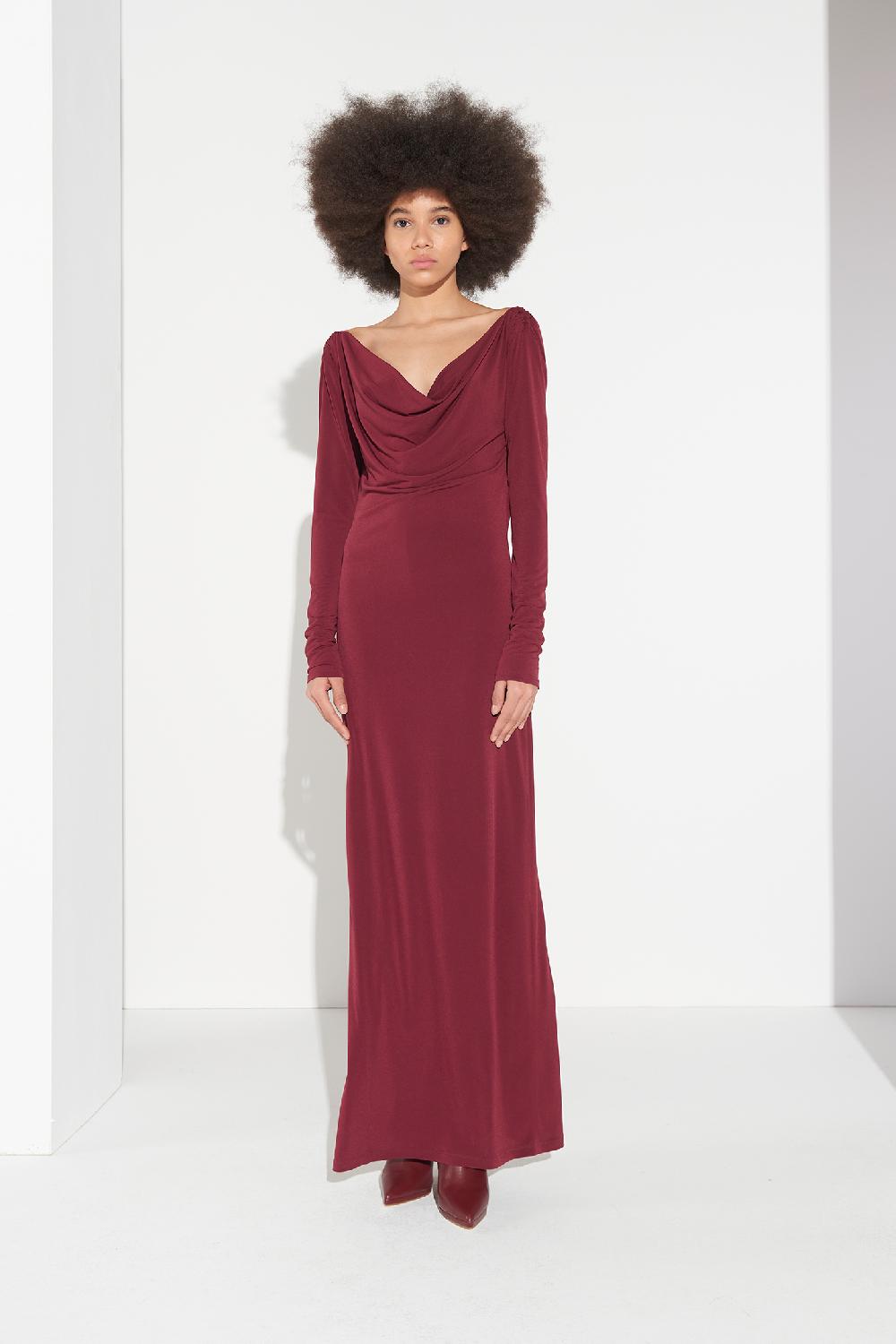 Soallure ABITO LUNGO CON SCOLLO DRAPPEGGIATO Qualità Garantita