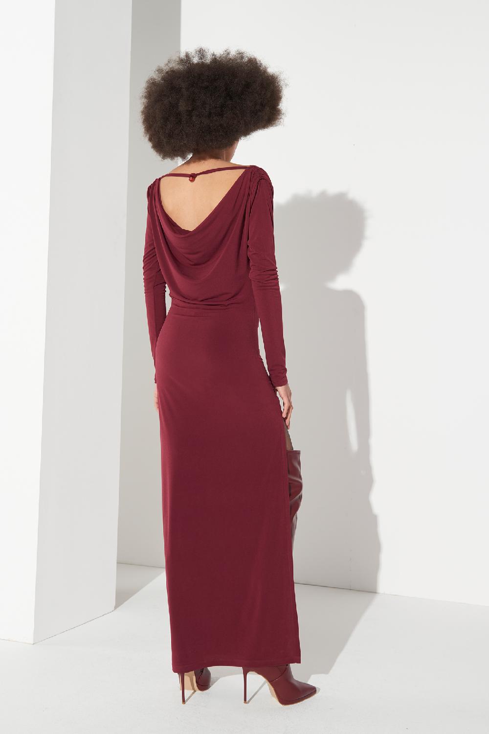 Soallure ABITO LUNGO CON SCOLLO DRAPPEGGIATO Qualità Garantita