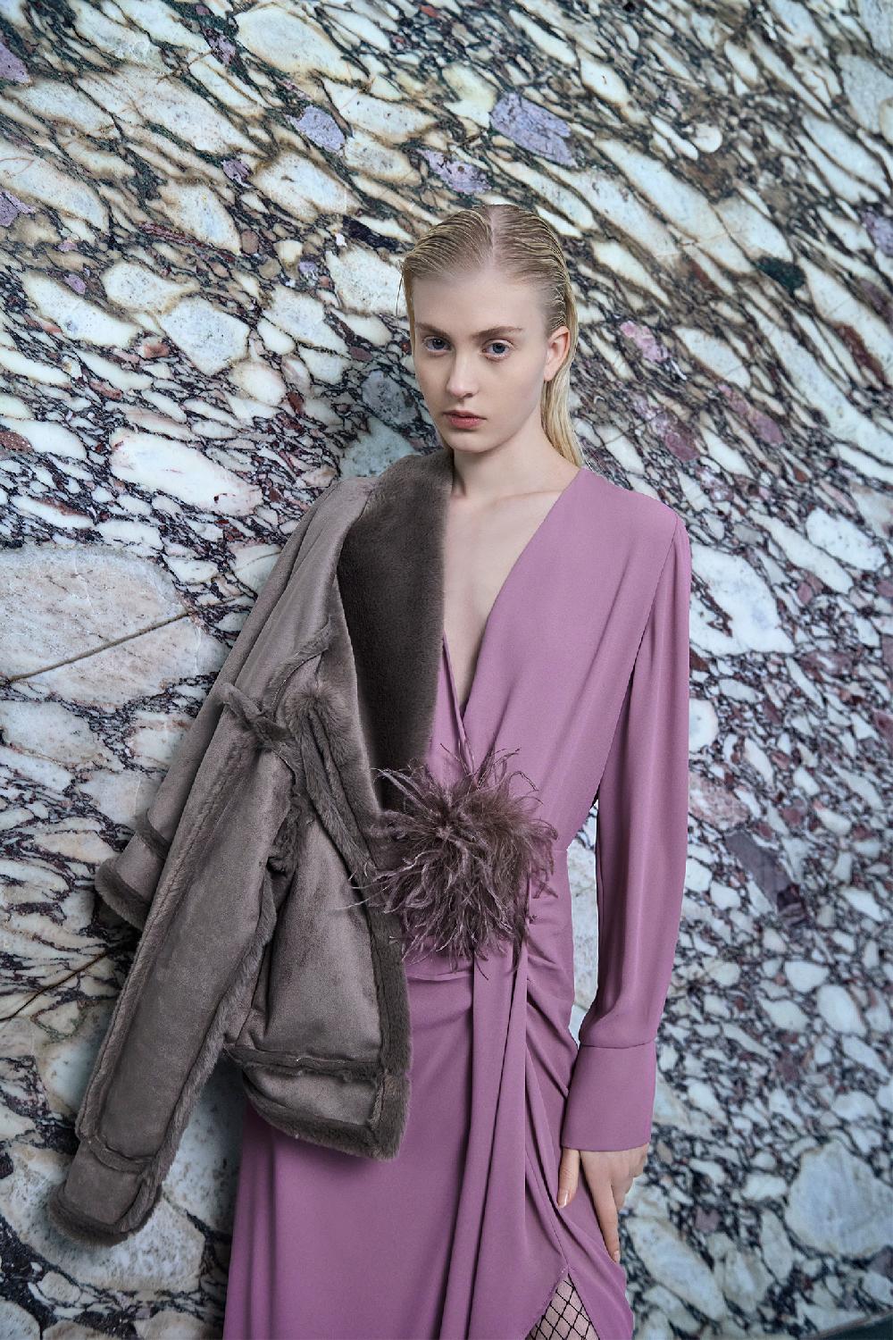 Soallure ABITO AD INCROCIO MIDI IN GEORGETTE Prezzo Ridotto