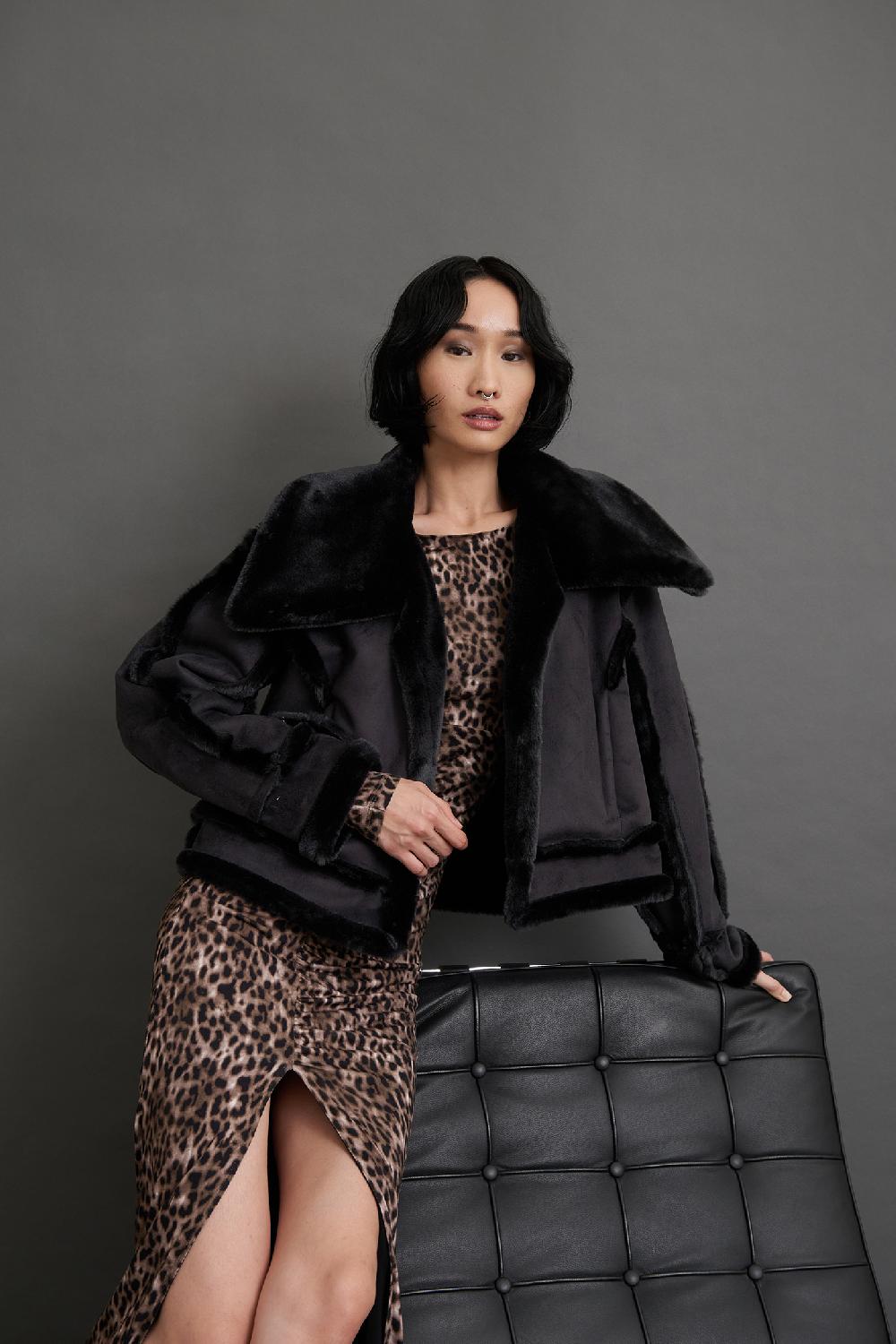Soallure ABITO MIDI CON ARRICCIATURE FANTASIA LEOPARDATA Outlet