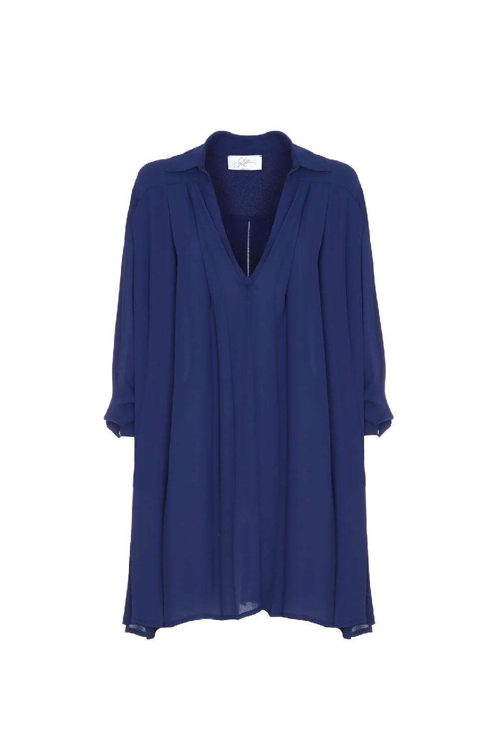 Soallure ABITO CORTO PLISSÉ CON COLLO A CAMICIA Saldi
