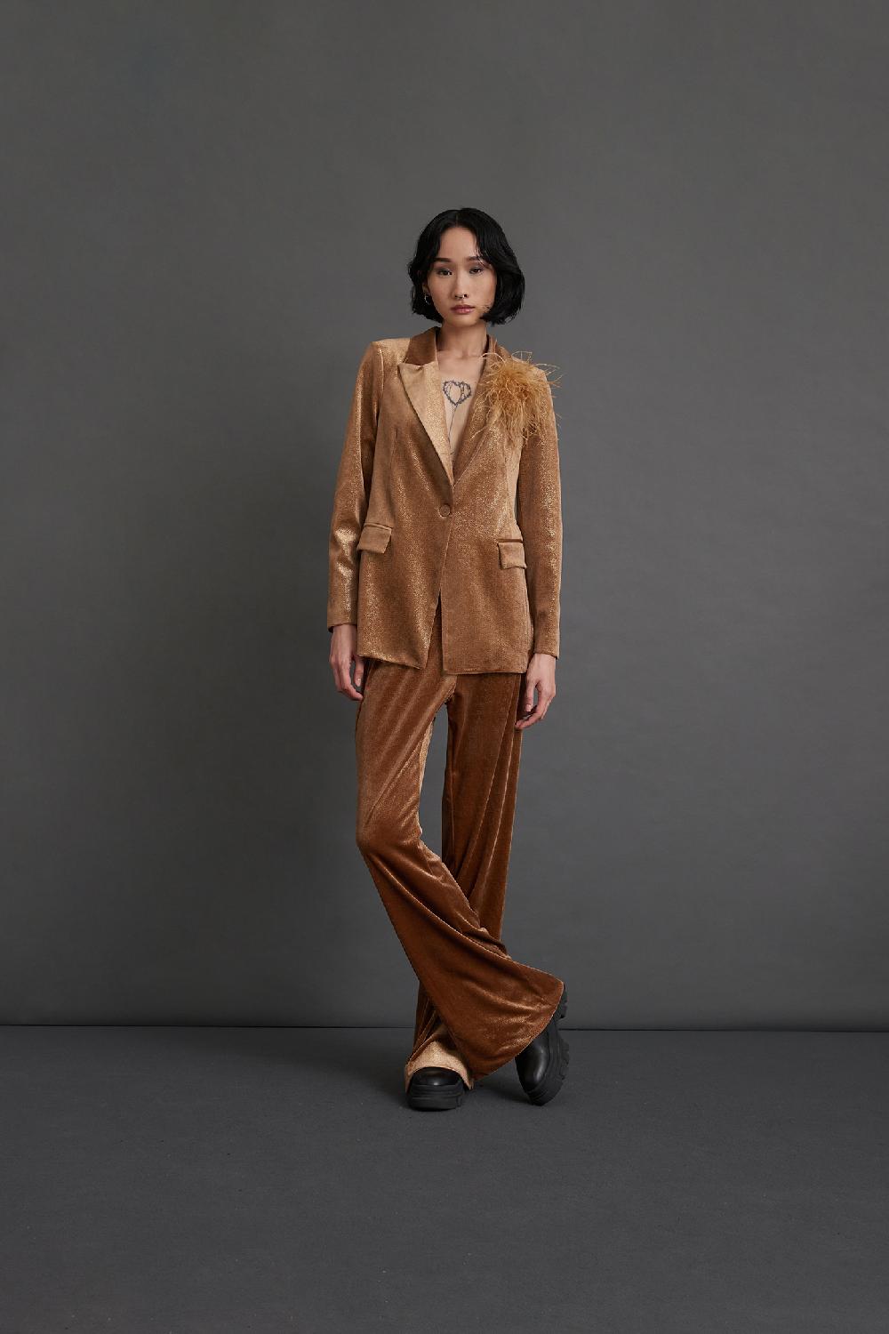 Soallure PANTALONE FLARE IN VELLUTO SPARKLE Moda