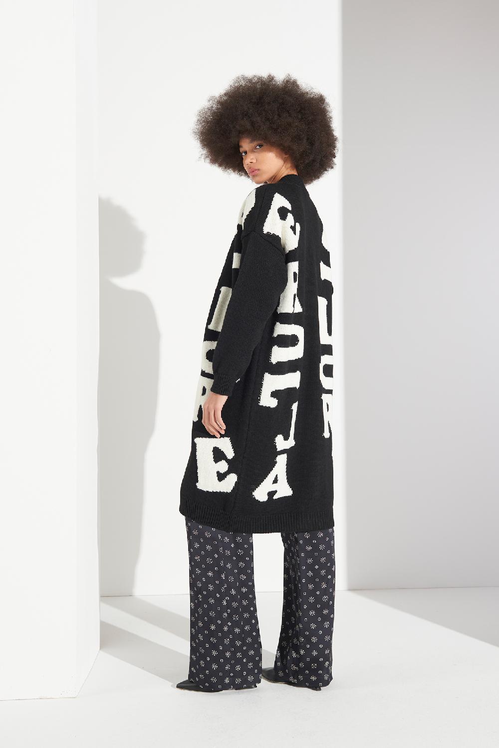 Soallure CARDIGAN LETTERING LUNGO MISTO LANA Italy