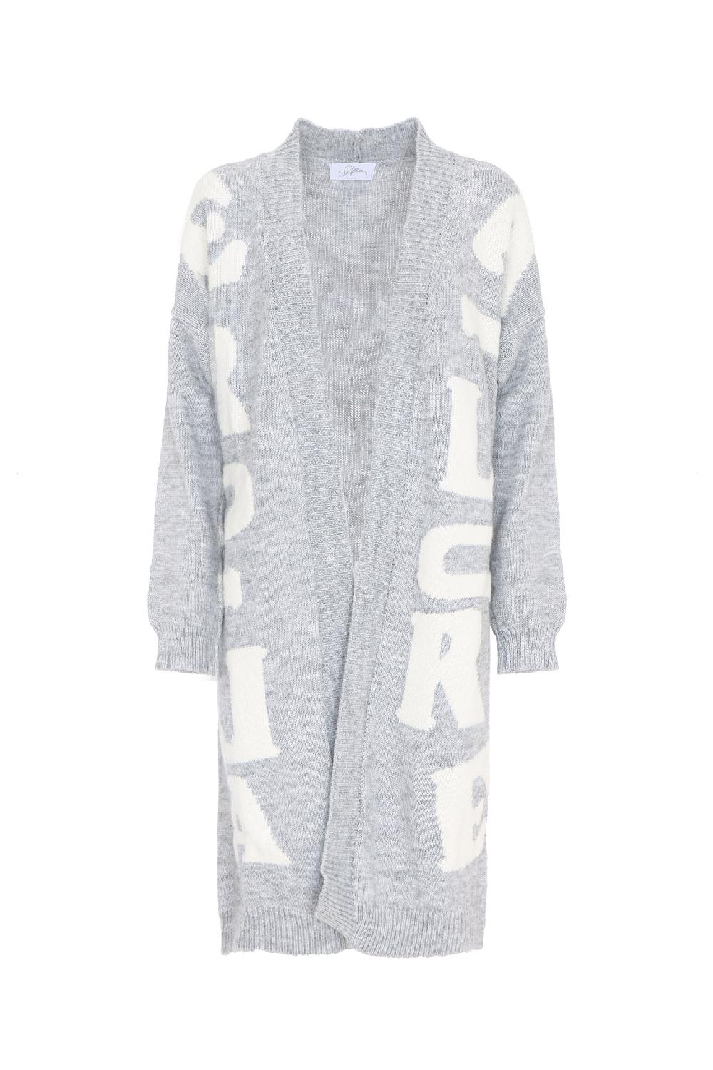 Soallure CARDIGAN LETTERING LUNGO MISTO LANA Italy