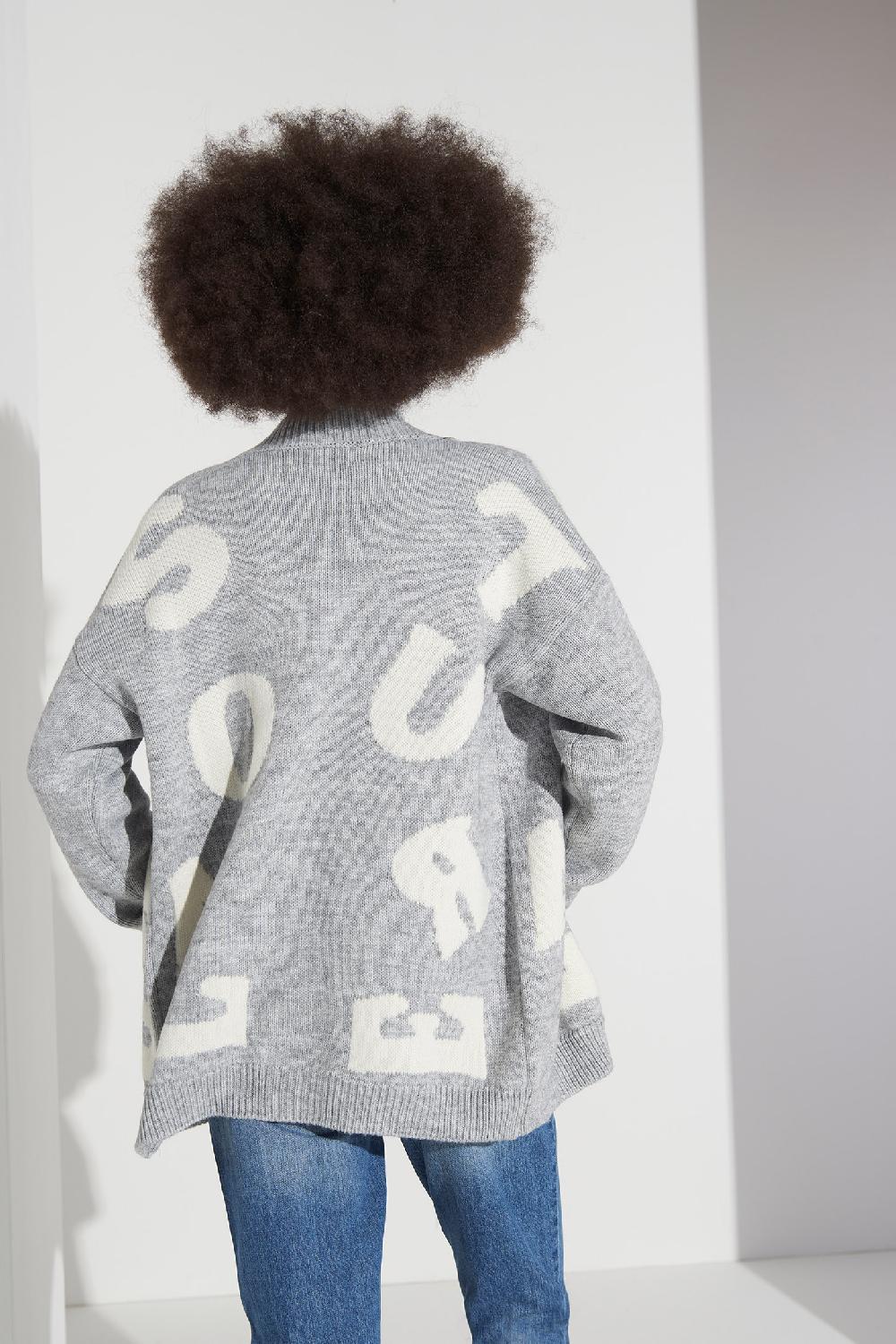 Soallure CARDIGAN LETTERING CORTO MISTO LANA 2025