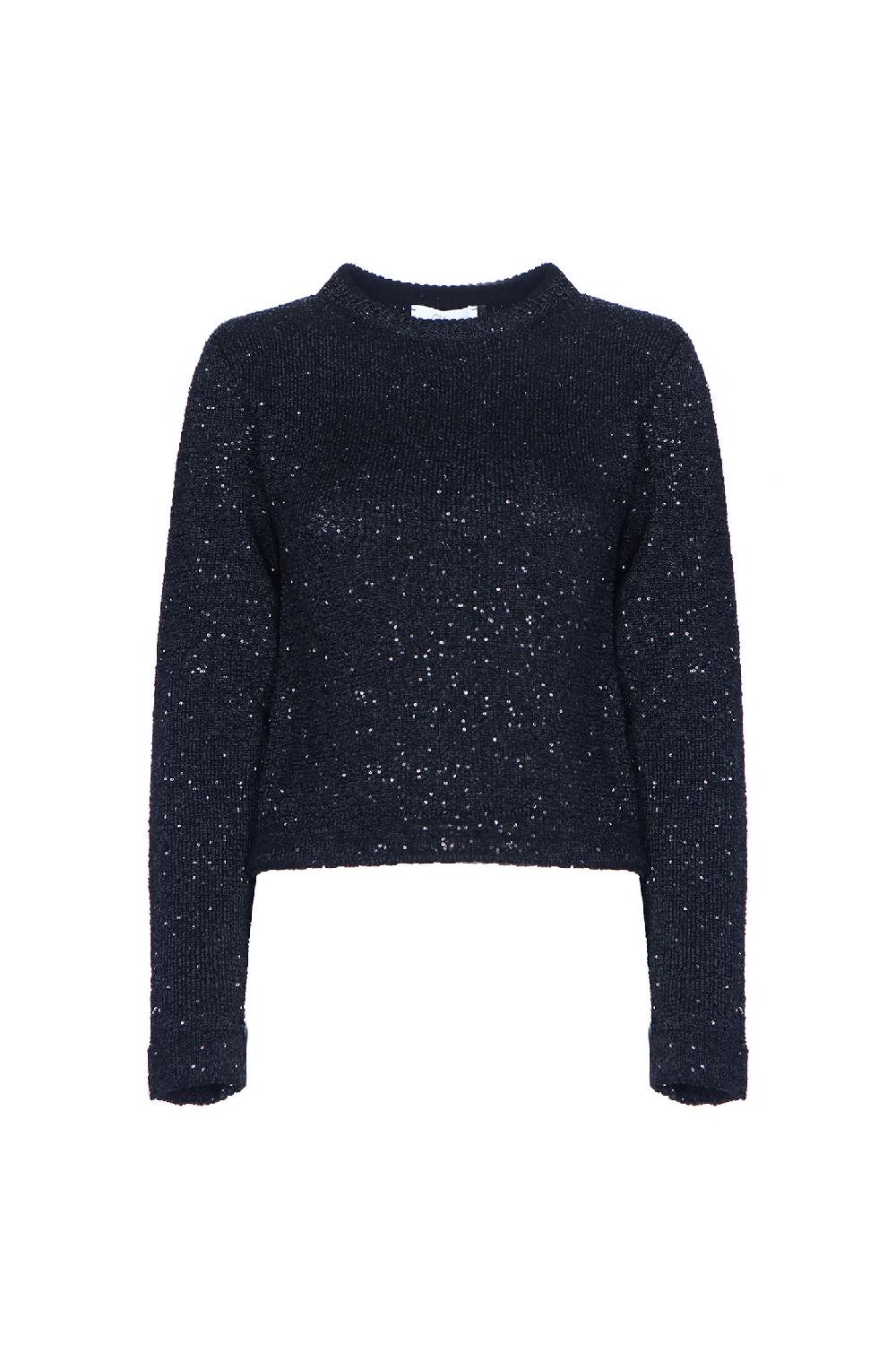 Soallure MAGLIA GIRO COLLO PAILETTES CON SPALLINA Qualità Garantita