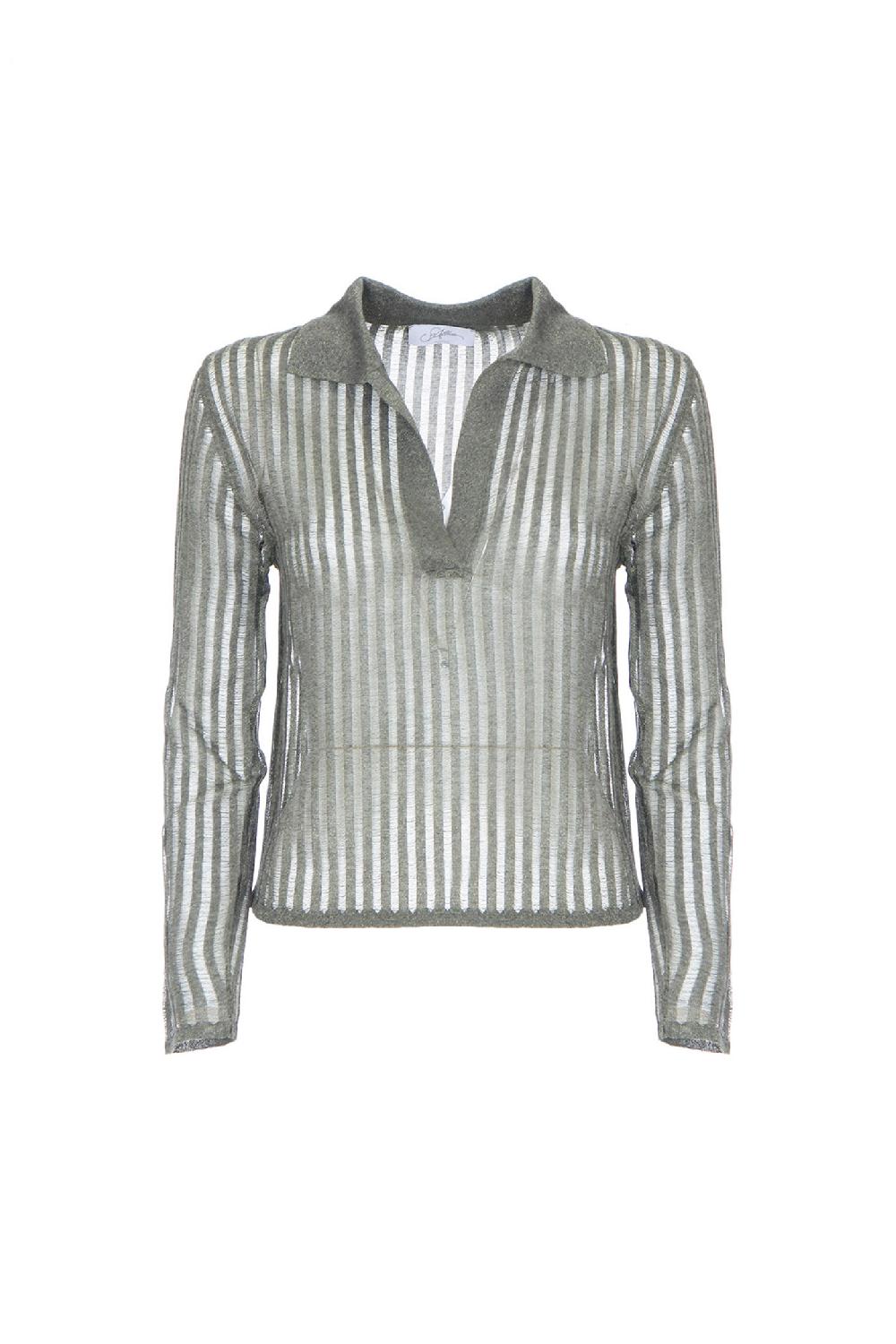 Soallure MAGLIA POLO MANICHE LUNGHE RIGHE Fino Al -60%