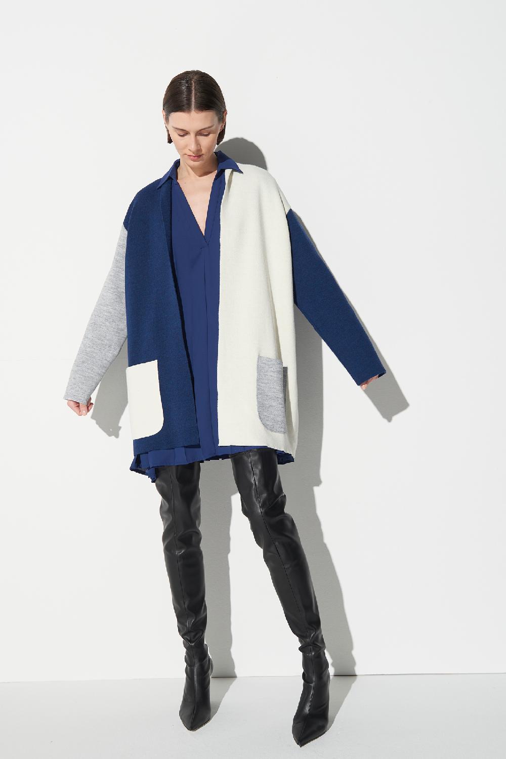 Soallure CARDIGAN BLOCK COLOR CORTO LANA Sottocosto