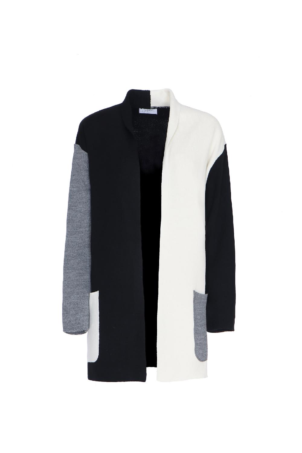Soallure CARDIGAN BLOCK COLOR CORTO LANA Sottocosto