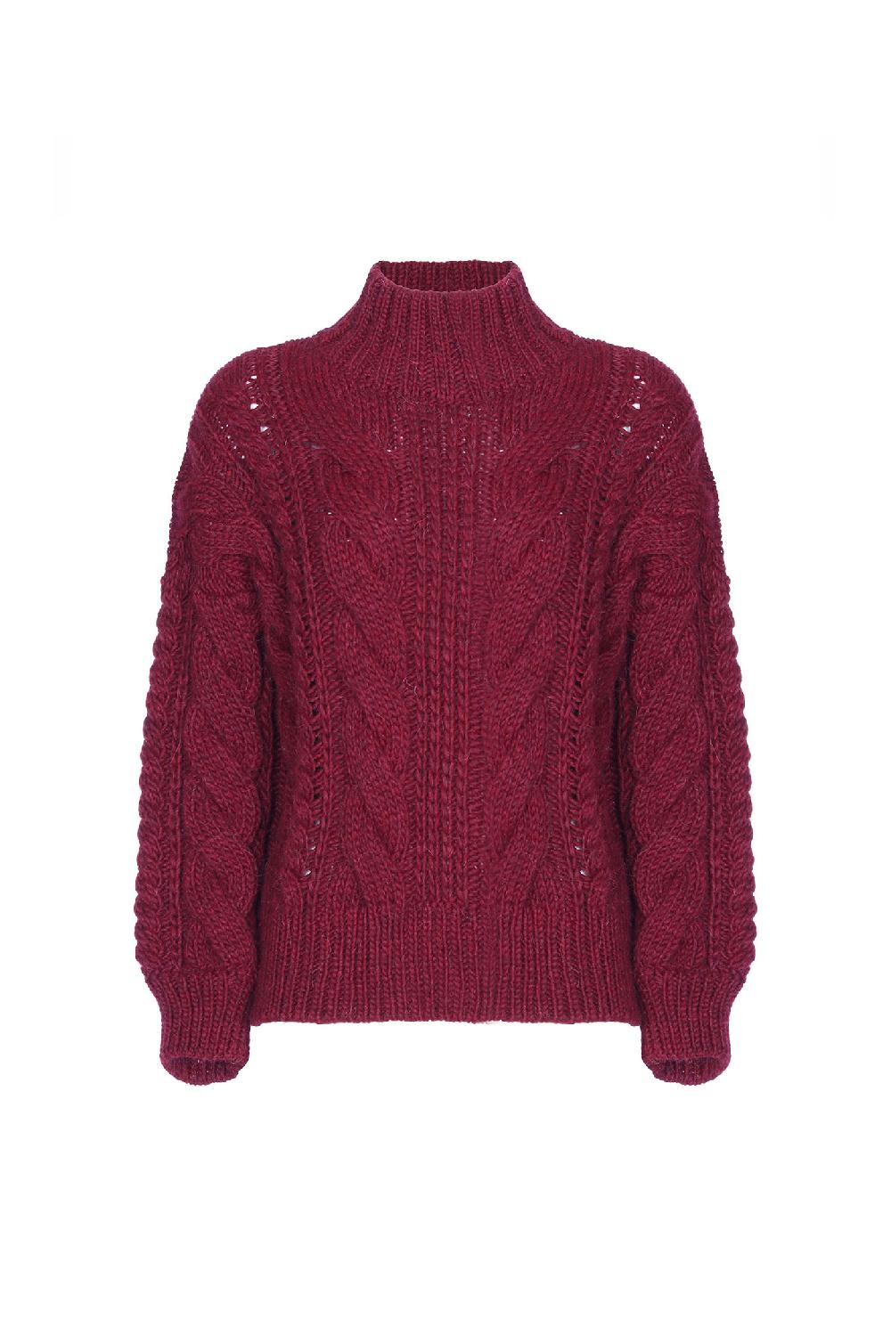 Soallure MAGLIA CON COLLO ALTO E LAVORAZIONE A TRECCIA Offerta
