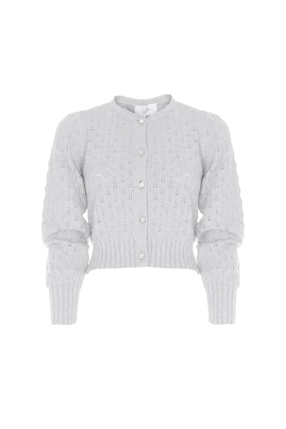 Soallure CROCHETED ROUND NECK CARDIGAN Economico
