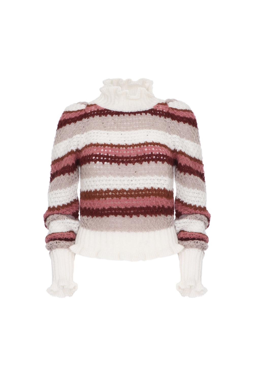Soallure MAGLIA COLLO ALTO E RIGHE A CONTRASTO IN MOHAIR Saldi Di Fabbrica