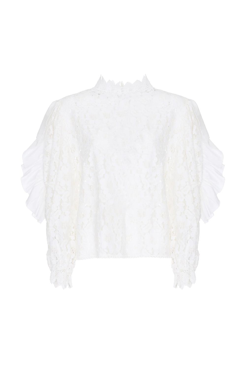 Soallure BLUSA MANICHE LUNGHE PIZZO Vendita Calda