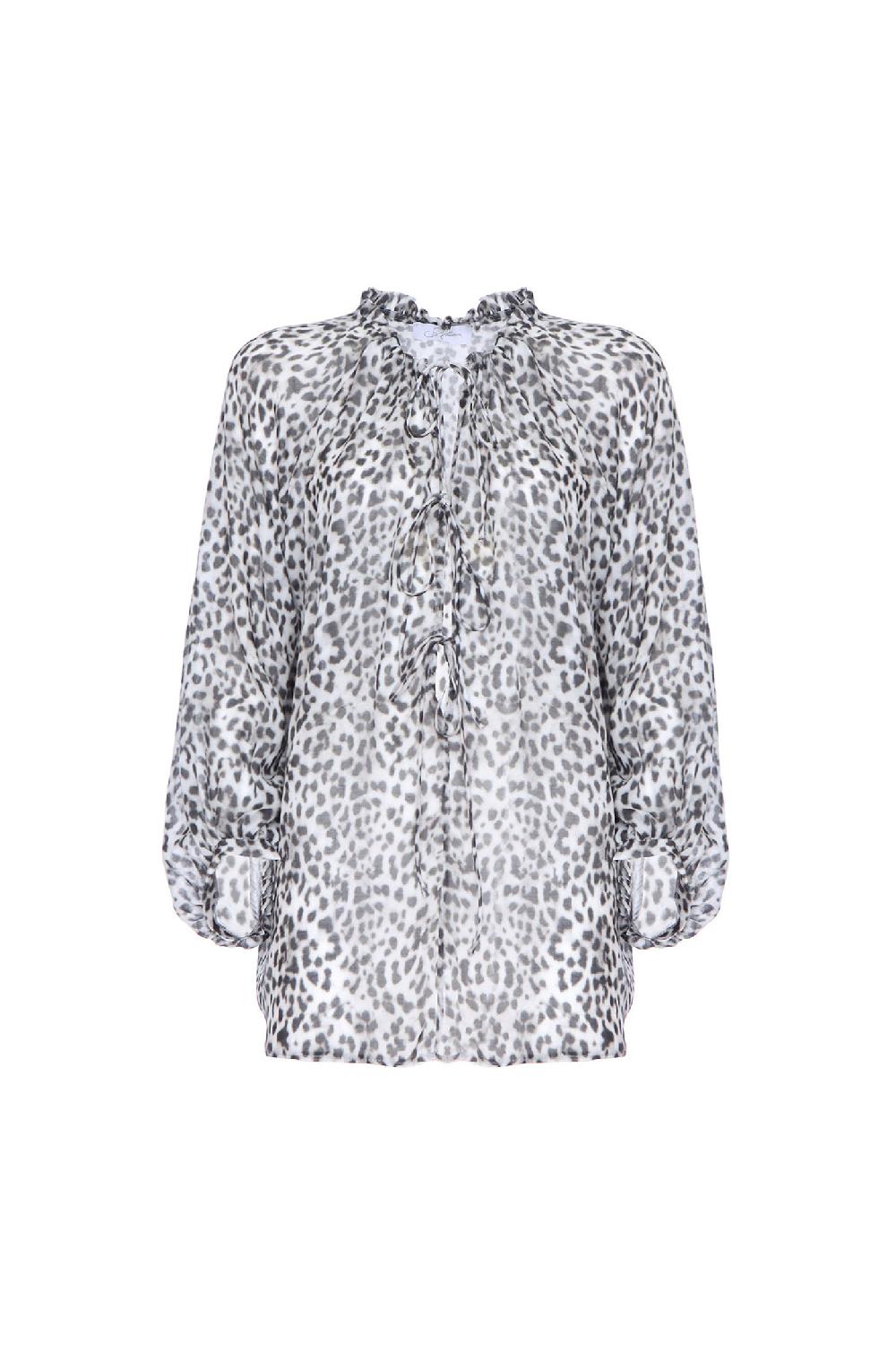 Soallure BLUSA CON SCOLLO PROFONDO A FANTASIA LEOPARDATA Vendite Flash