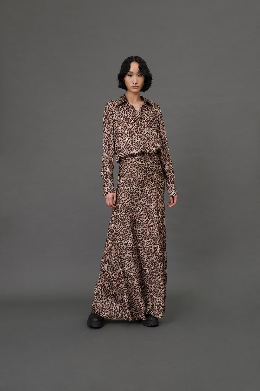 Soallure CAMICIA CON COLLETTO IN RASO FANTASIA LEOPARDATA Negozio