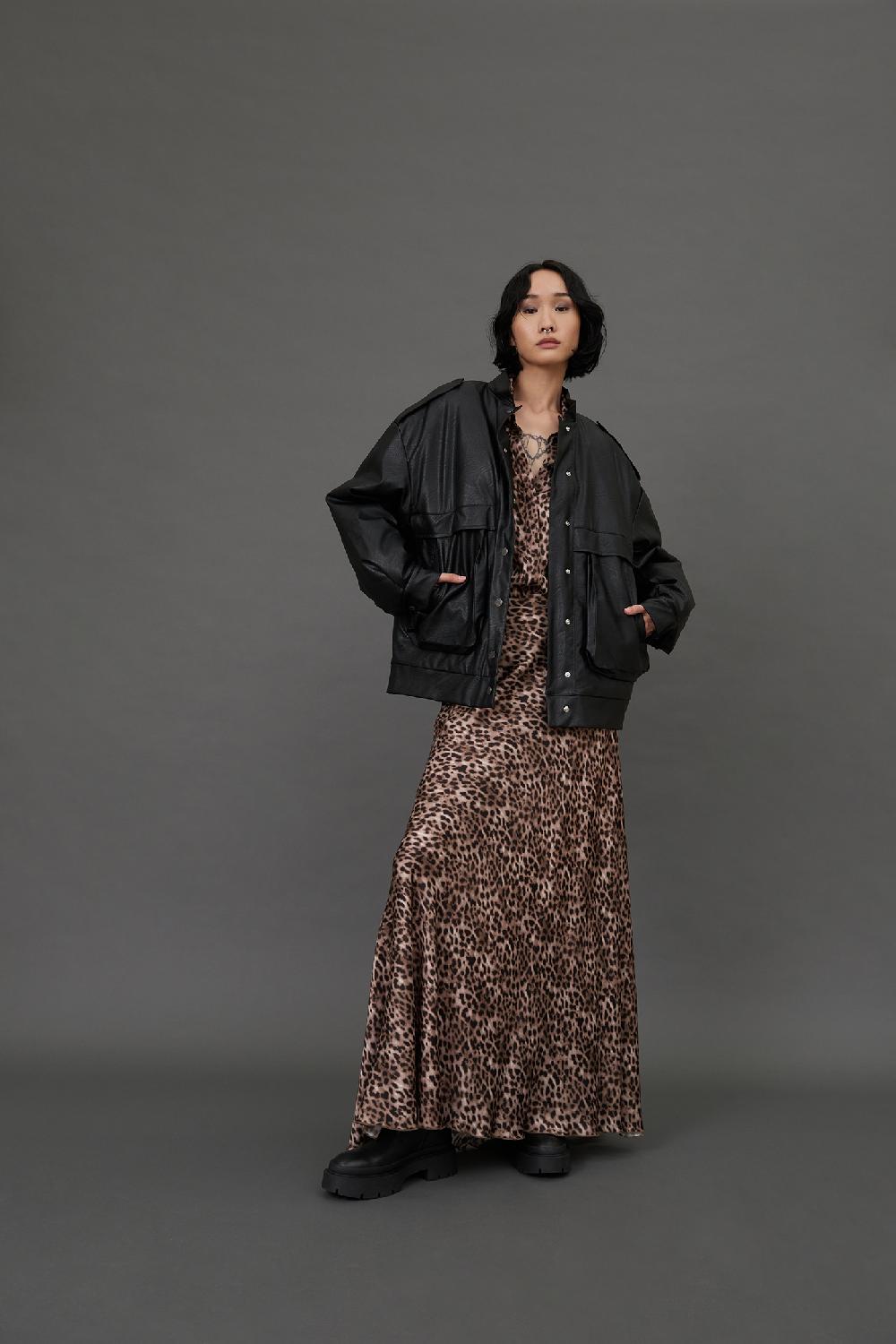 Soallure CAMICIA CON COLLETTO IN RASO FANTASIA LEOPARDATA Negozio