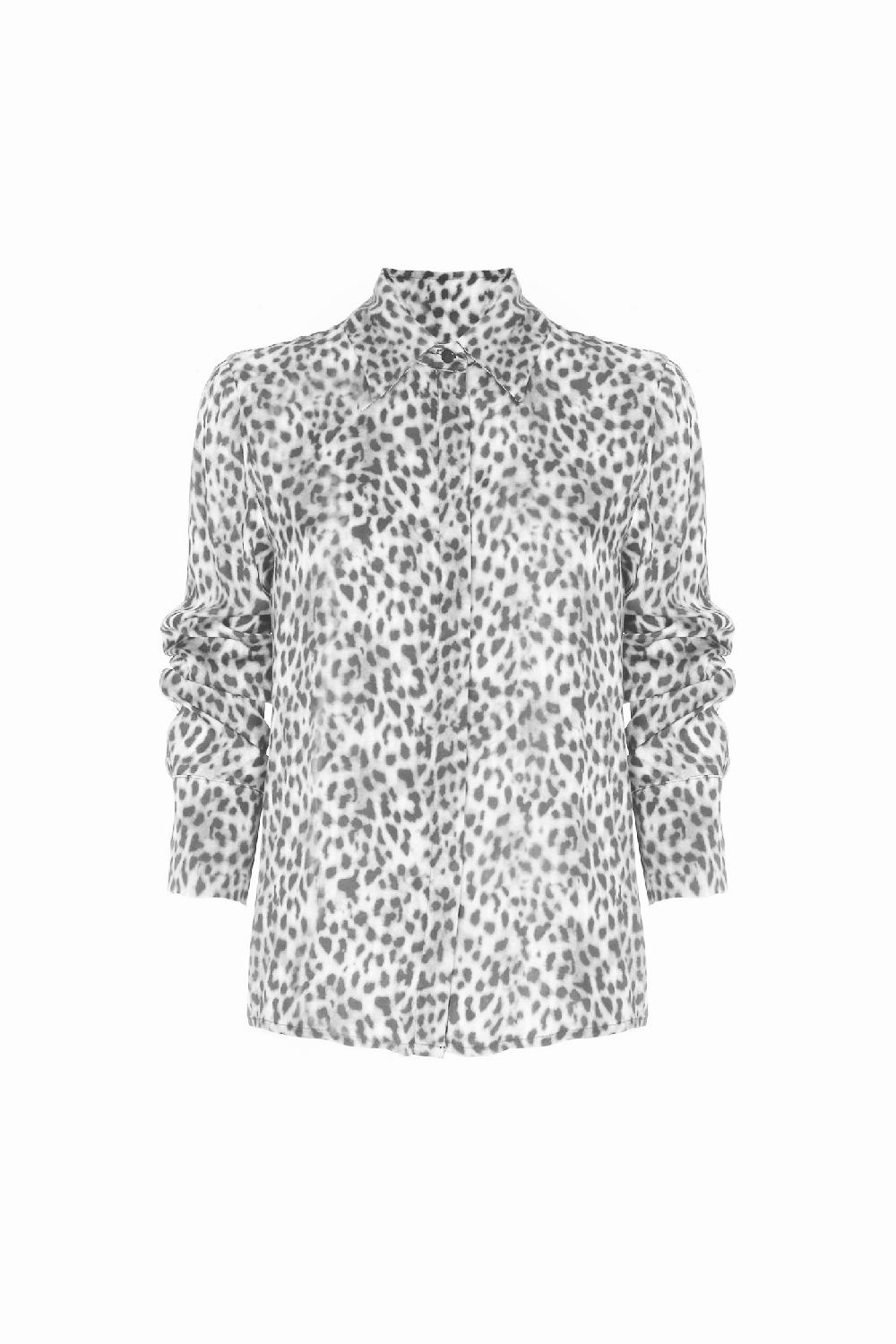 Soallure CAMICIA CON COLLETTO IN RASO FANTASIA LEOPARDATA Negozio