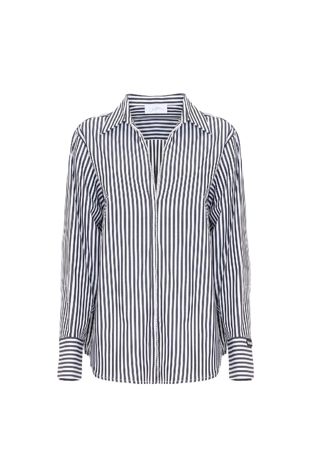 Soallure CAMICIA A RIGHE E STRASS Pezzi Unici