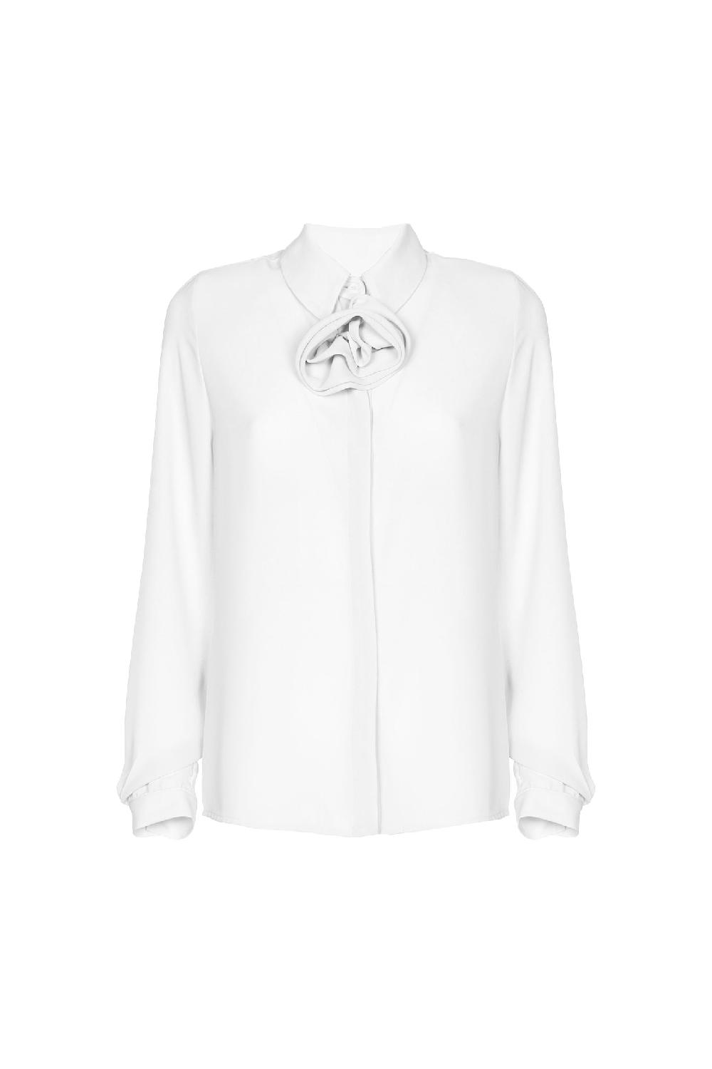 Soallure CAMICIA IN GEORGETTE CON DETTAGLIO ROSA Qualità Garantita