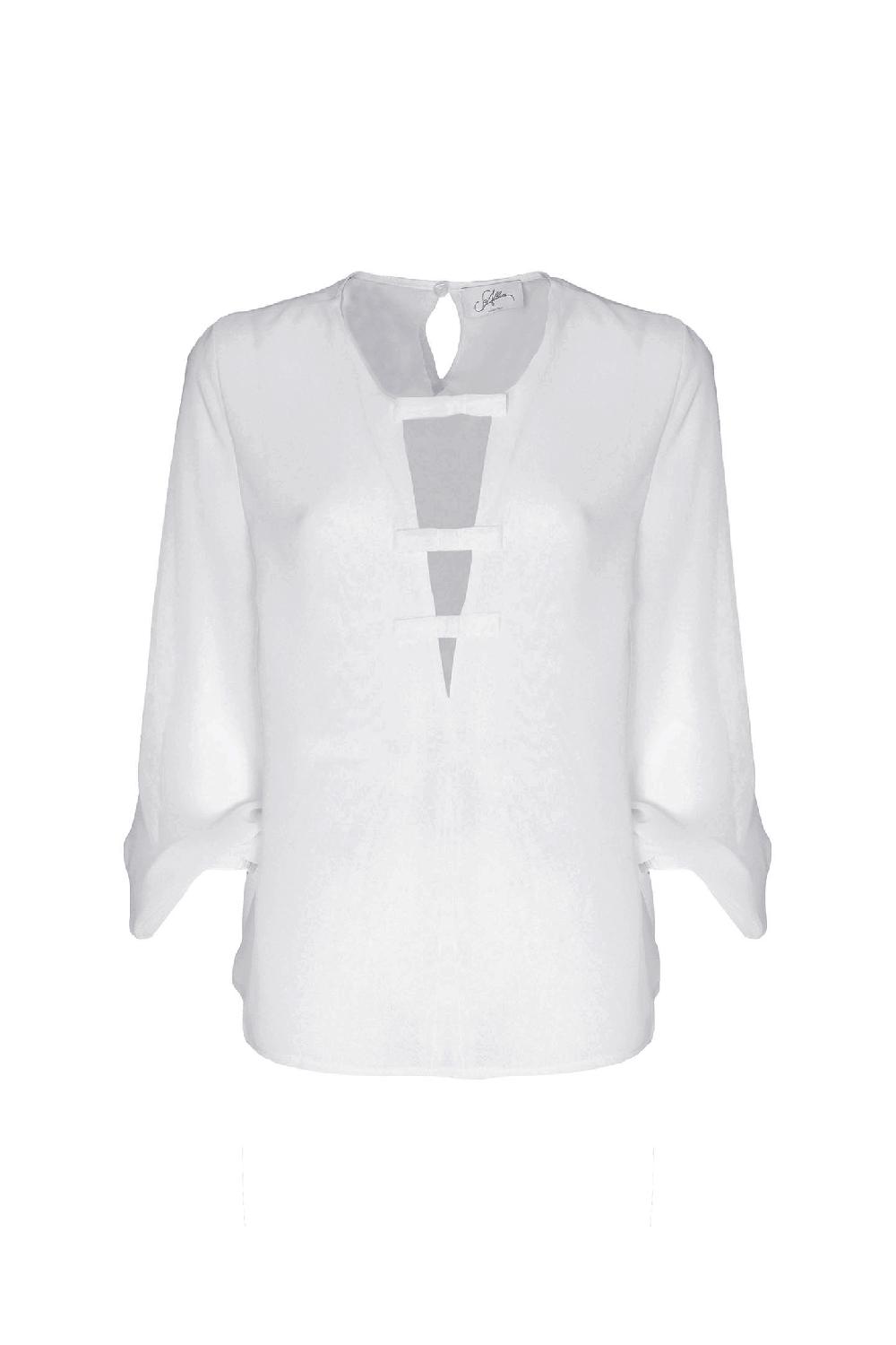 Soallure BLUSA CON SCOLLO A V PROFONDO E FIOCCHETTI Negozi Online