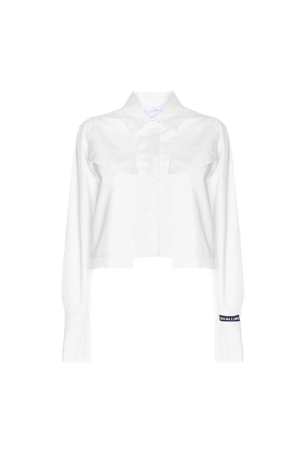 Soallure CAMICIA CROPPED IN COTONE CON TASCHE Acquista Ora