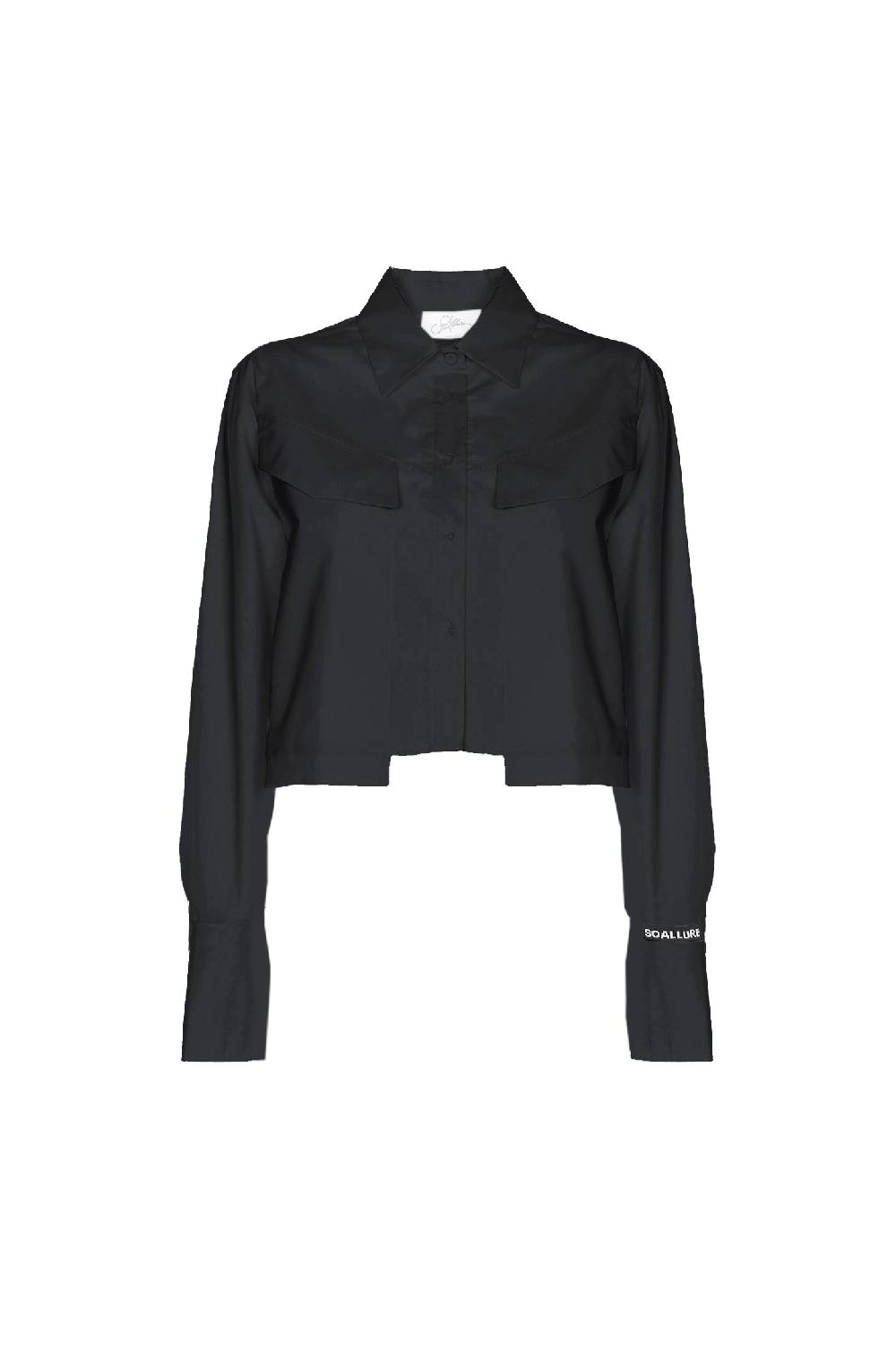 Soallure CAMICIA CROPPED IN COTONE CON TASCHE Acquista Ora