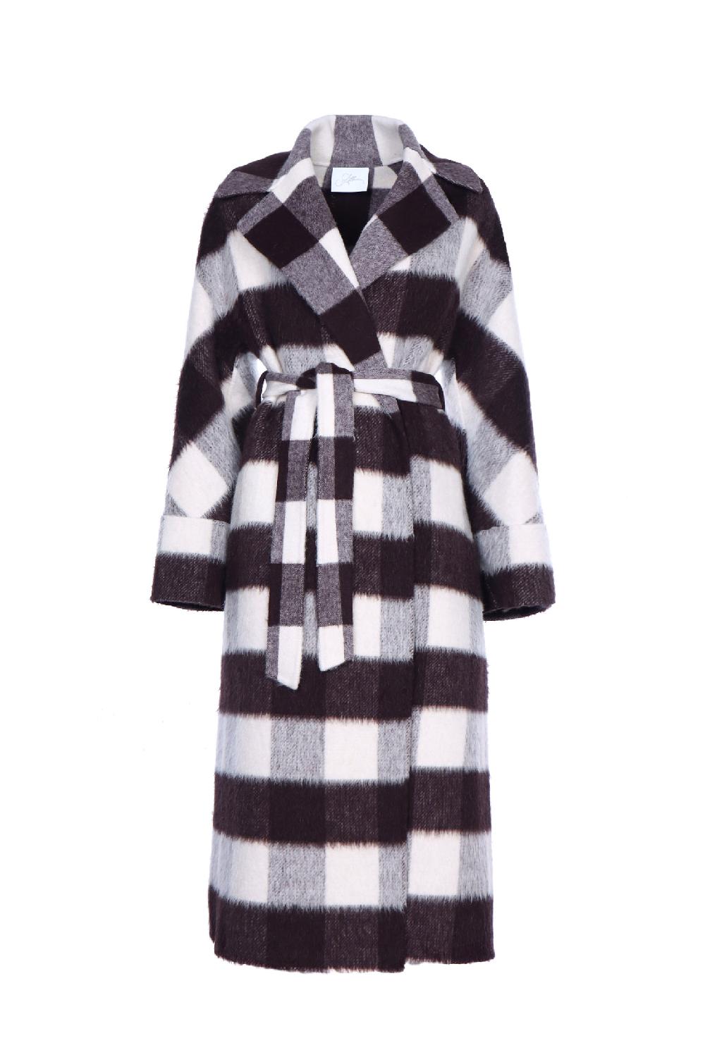 Soallure CAPPOTTO LUNGO CON CINTURA CHECK Prezzo Ridotto